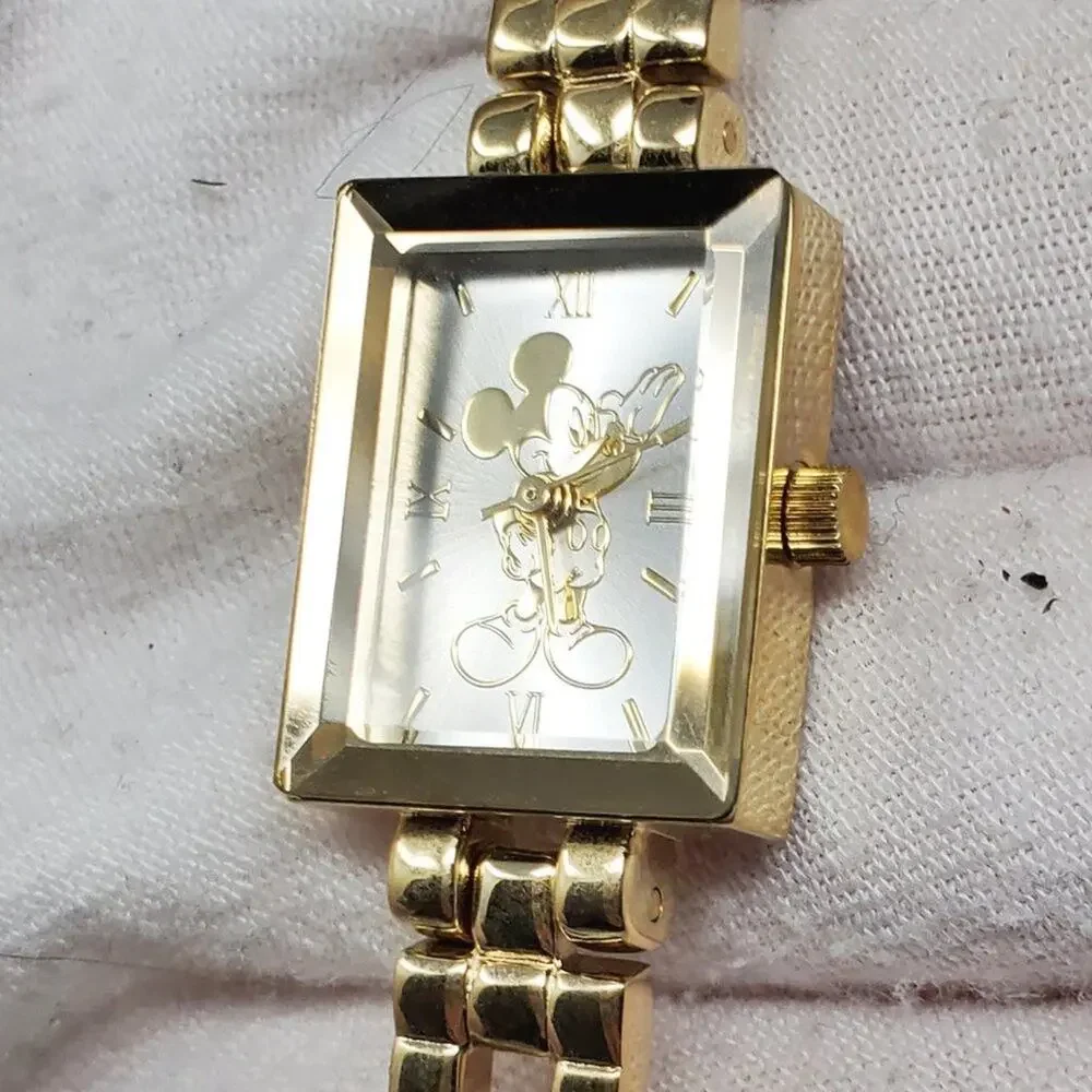 Disney Parks Rectangle Mickey Mouse Metal Band Watch NTW